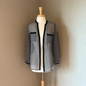 Houndstooth Black and White Button-down Shirt